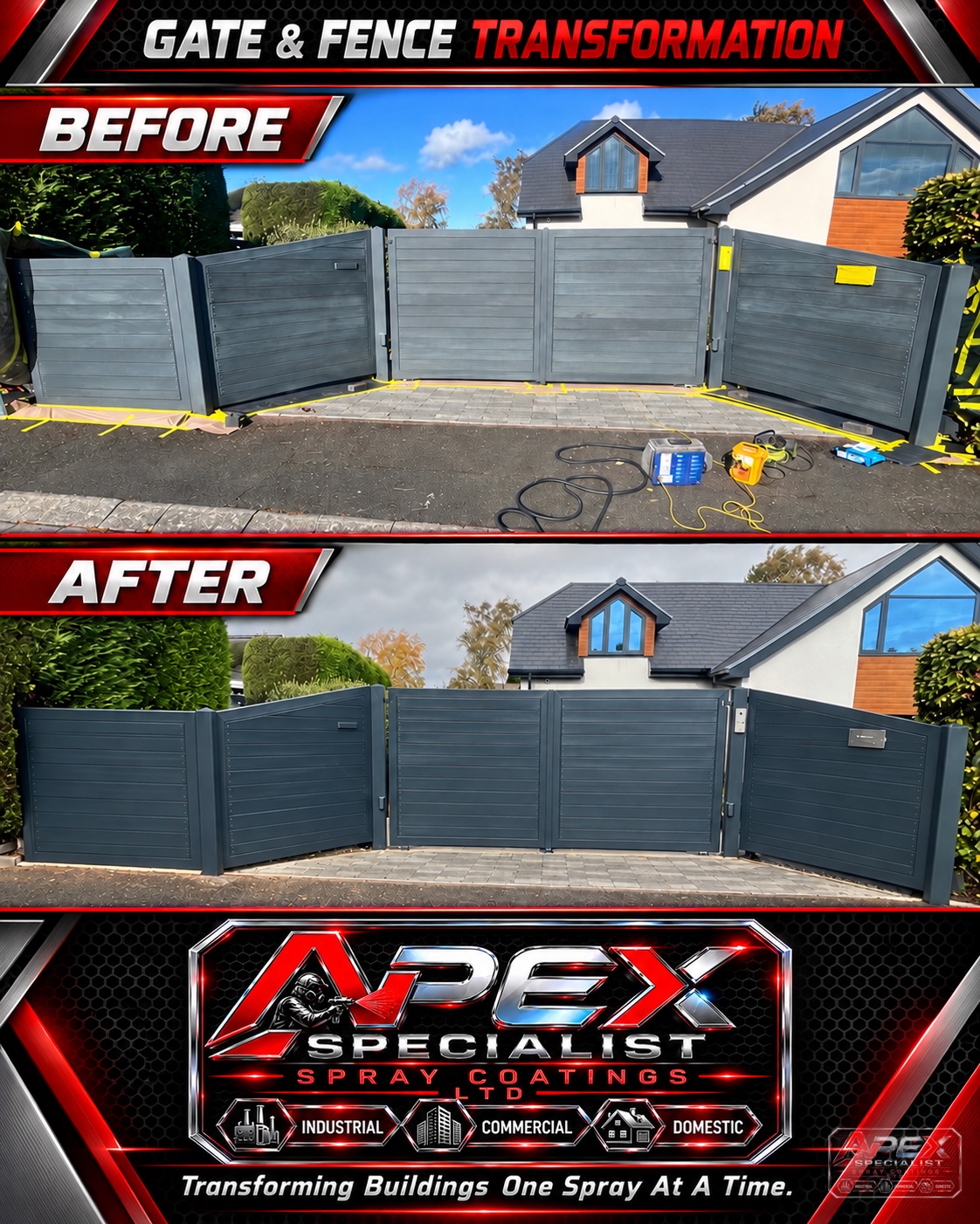 Electric Gate and uPVC Fence Respray — Darras Hall, Newcastle